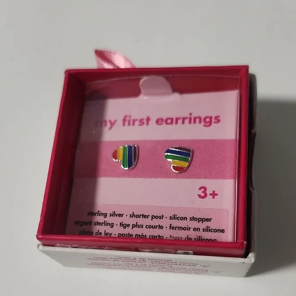 Colorful Heart Earrings Sterling Silver